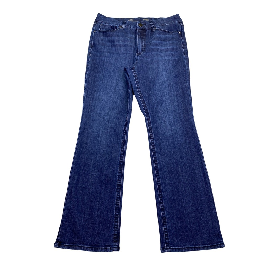 Seven7 Tummyless High Rise Bootcut Jeans Dark Wash Blue Size 14 Stretch Denim
